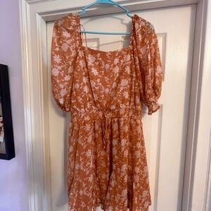 Altar'd State Orange Floral Mini Dress